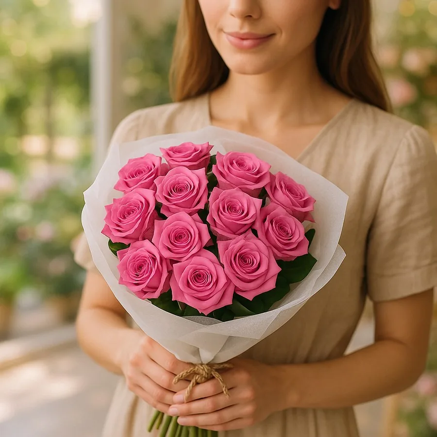 15 Pembe Gülden Buket