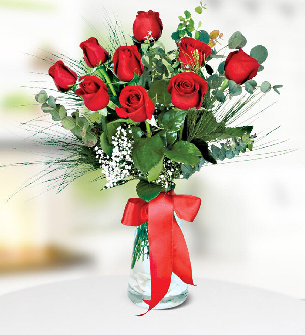Rot 11 Rosen in der Vase